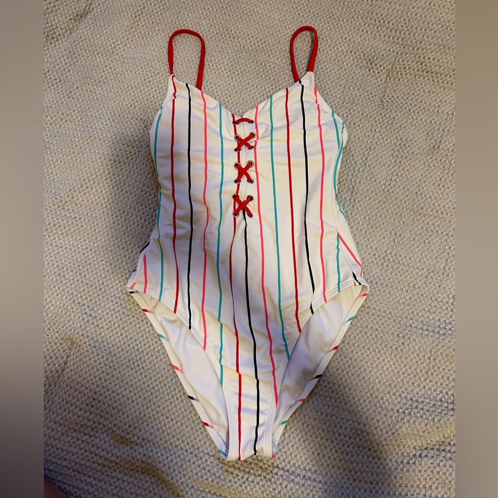 Women’s One piece Swim!! Brand: Xhilaration - Size: SM - Color: White/Red/Teal